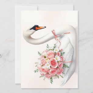 Faire-part Elegant Swan with Roses