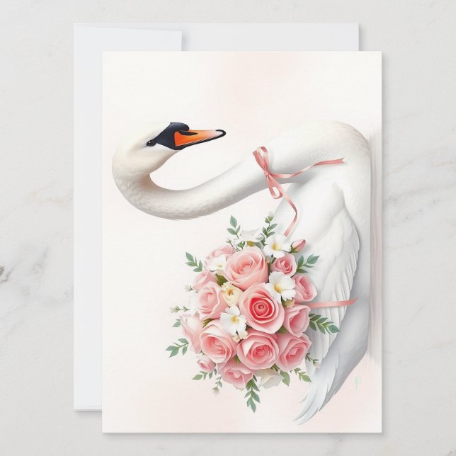 Faire-part Elegant Swan with Roses (Devant)