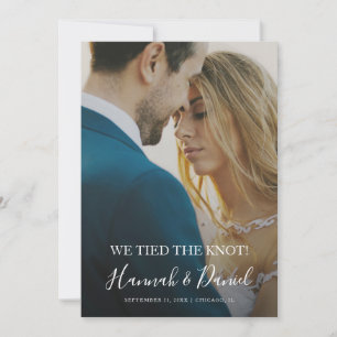 Faire-part Elegant We Tied the Knot Photo Elopement Marriage