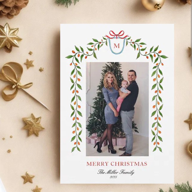 Faire-part Elégante aquarelle agrumes garland Monogramme Vaca (Créateur téléchargé)