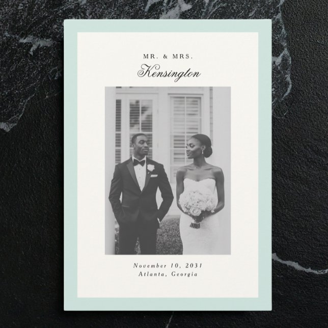 Faire-part Elégante calligraphie Cadre photo Mint Green Maria (Créateur téléchargé)