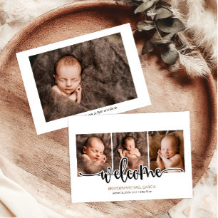 Faire-part Élégante calligraphie moderne nouveau-né Naissance