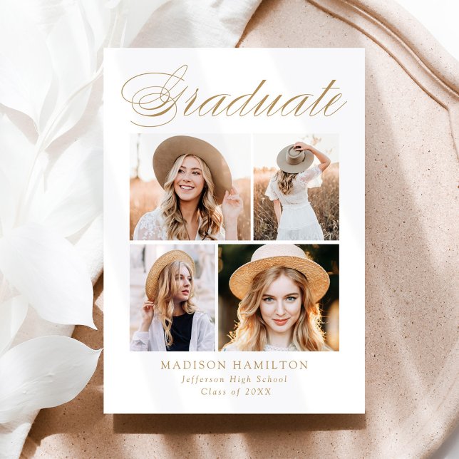 Faire-part Élégante calligraphie or 4 Diplôme photo (Créateur téléchargé)