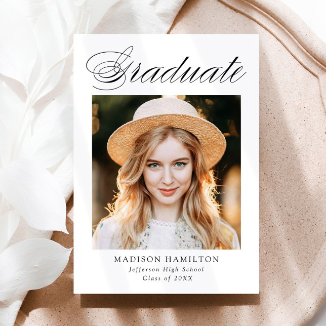 Faire-part Élégante calligraphie Photo Graduation (Créateur téléchargé)