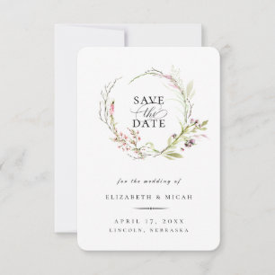 Faire-part Élégante couronne Fleur sauvage Enregistrer La Dat