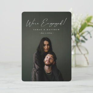 Faire-part Elégante main blanche écrite Script Fiançailles Ph