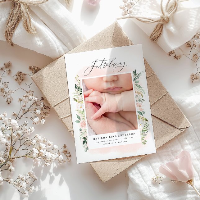 Faire-part élégante photo de fille rose (Créateur téléchargé)