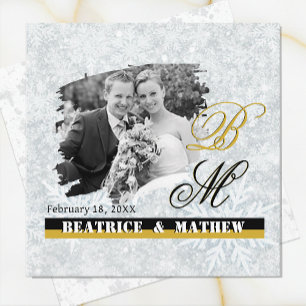 Faire-part Élégante Photo de Mariage d'Hiver / Monogramme