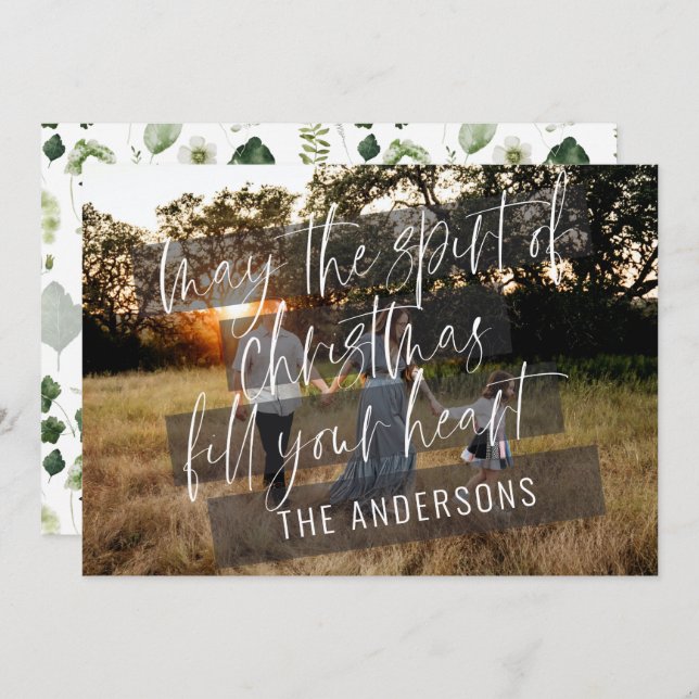 Faire-part Élégante photo moderne famille aimante de Noël (Devant / Derrière)