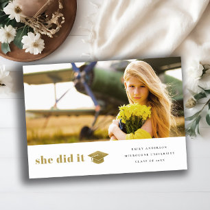 Faire-part Élégante Typographie Or Diplôme de la Cap Photo