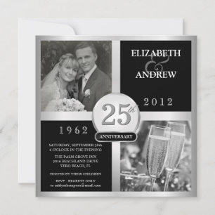 Faire-part élégants de 25e anniversaire de mariage