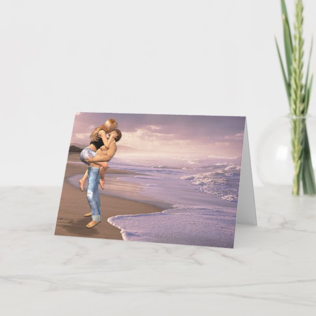 Faire-part Elle a dit oui, baiser de plage (Devant)