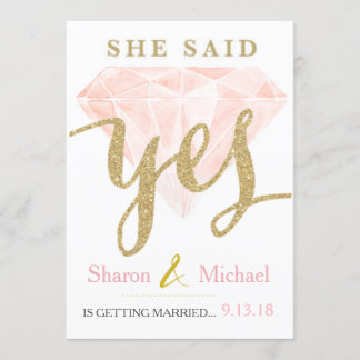 Faire-part Elle a dit Oui Diamant Rose