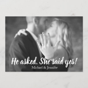 Faire-part Elle a dit oui Photo d'annonce de fiançailles