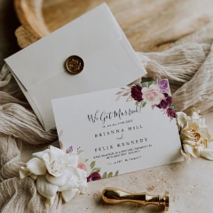 Faire-part Elopement de feuillage floral et botanique rustiqu