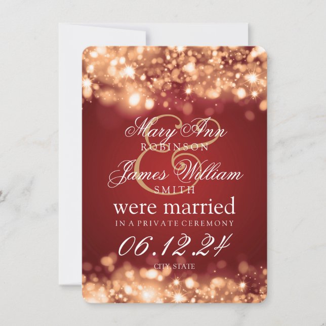 Faire-part Elopement de mariage éclat l'or (Devant)