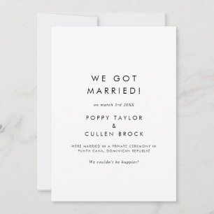 Faire-part Elopement de typographie chic