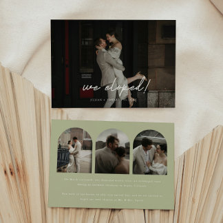 Faire-part Elopement Mariage d'arche 4 photos moderne Sage Gr