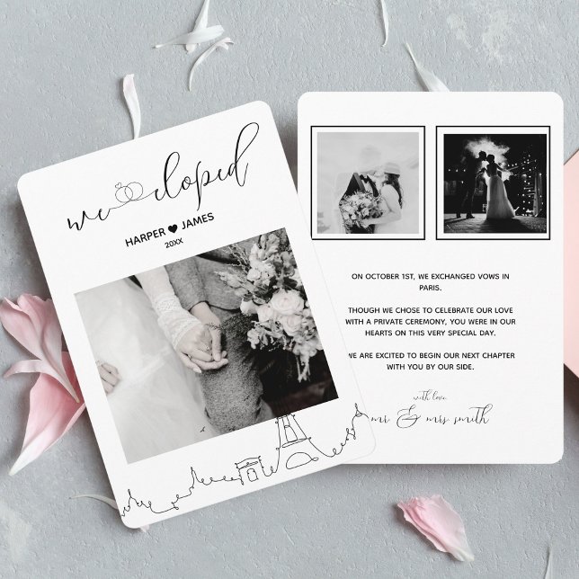 Faire-part Elopement moderne | Destination Paris (Créateur téléchargé)