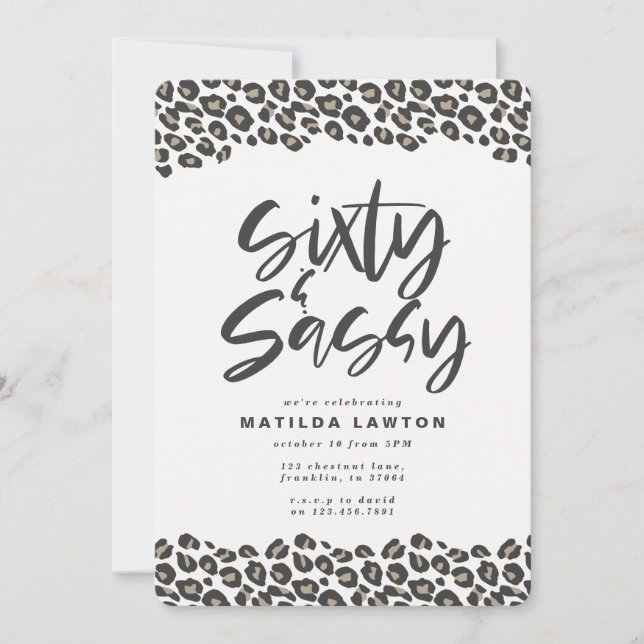 Faire-part Empreinte de léopard soixante et sassy 60e anniver (Devant)
