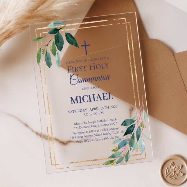 Faire-part en acrylique pour la première communion (Créateur téléchargé)