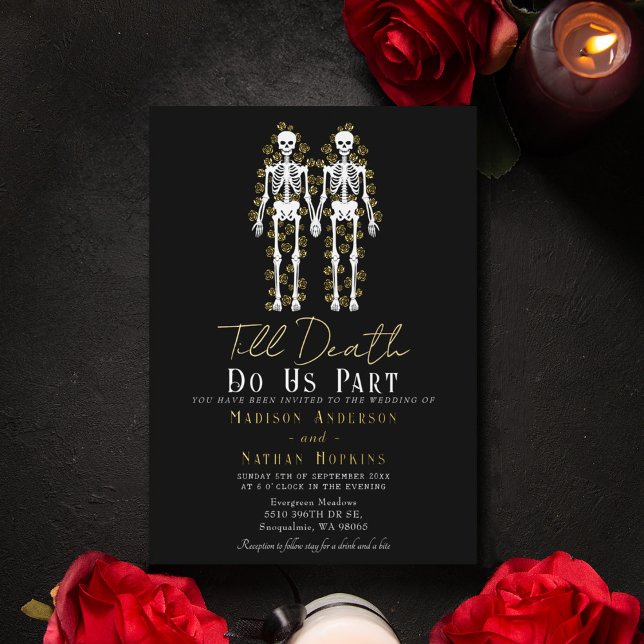 Faire-part en aluminium de mariage squelette gothi (Créateur téléchargé)