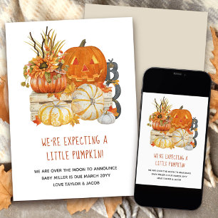 Faire-part En attendant une petite citrouille Halloween rusti