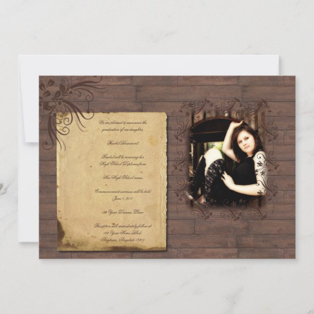 Faire-part en bois d'obtention du diplôme de (Devant)