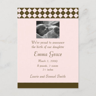 Faire-part en Jacquard Brown et rose (personnalisa