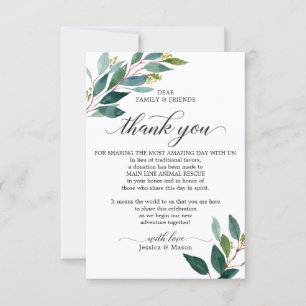 Faire-part En lieu et place des faveurs Merci Place Card Gree
