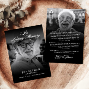 Faire-part En Mémoire Amoureuse Élégant Script 2-Photo Décès