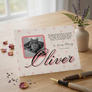 Faire-part En Mémoire Personnalisée Photo de Chat Chéri Mémor