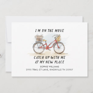 Faire-part En mouvement avec Cat Bicyclette Nouvelle Adresse