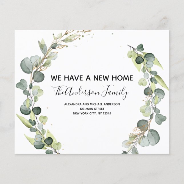 Faire-part en mouvement Eucalyptus Verdure Aquarel (Devant)