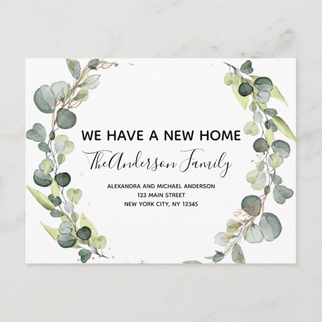 Faire-part en mouvement Eucalyptus Verdure Aquarel (Devant)