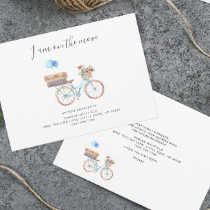 Faire-part En mouvement Nouvelle Adresse Aquarelle Vélo Movin