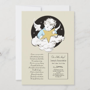 Faire-part Enfant Angel bleu Célébration de la vie