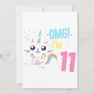 Faire-part Enfants 11 ans fille Anniversaire tenue cadeau Uni