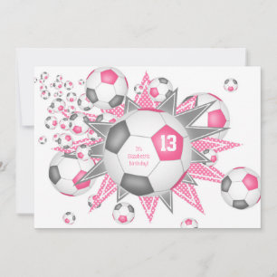 Faire-part enfants sport anniversaire rose gris de football b