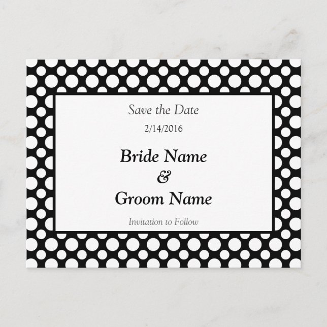 Faire-part Enregistrer la carte postale Date blanc Polka Dot (Devant)