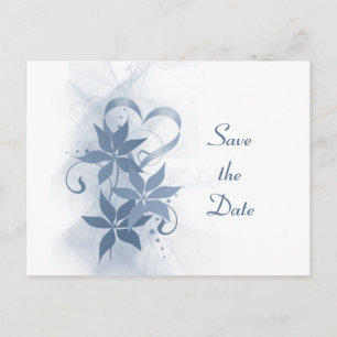 Faire-part Enregistrer la carte postale Date Blue Foral