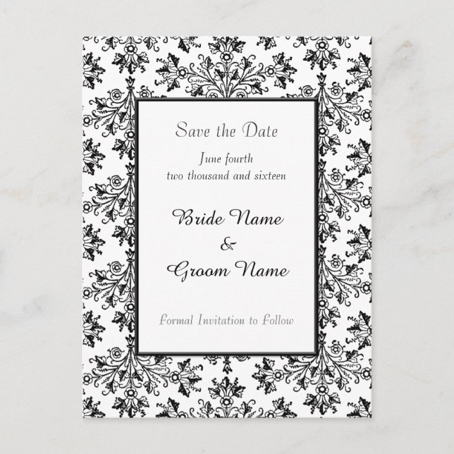 Faire-part Enregistrer la carte postale Date Daisy Damask (Devant)