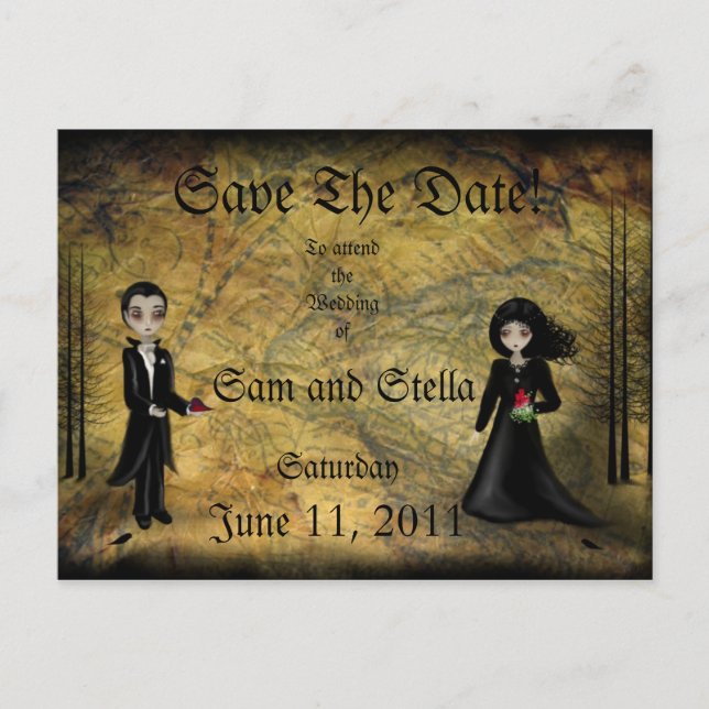 Faire-part Enregistrer la carte postale Date Goth (Devant)