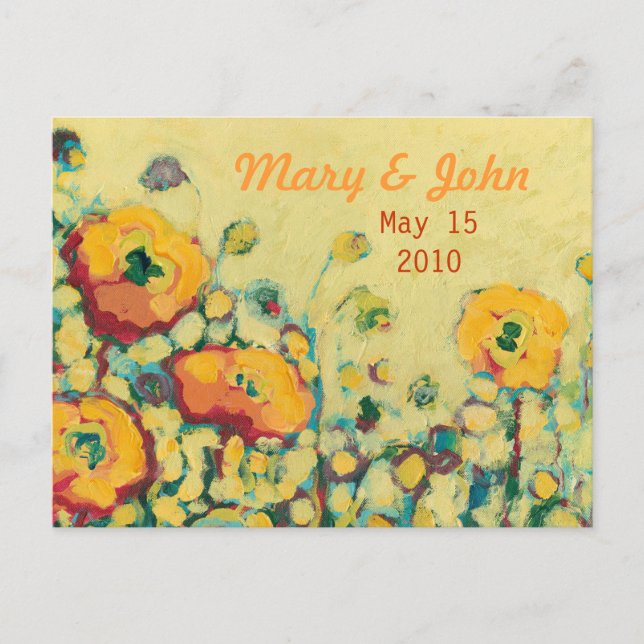 Faire-part Enregistrer la carte postale Date Jaune & Pavot or (Devant)