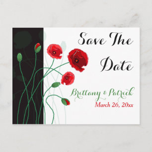 Faire-part Enregistrer La Carte Postale Date   Poppies rouges