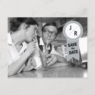 Faire-part Enregistrer la carte postale Monogramme Date