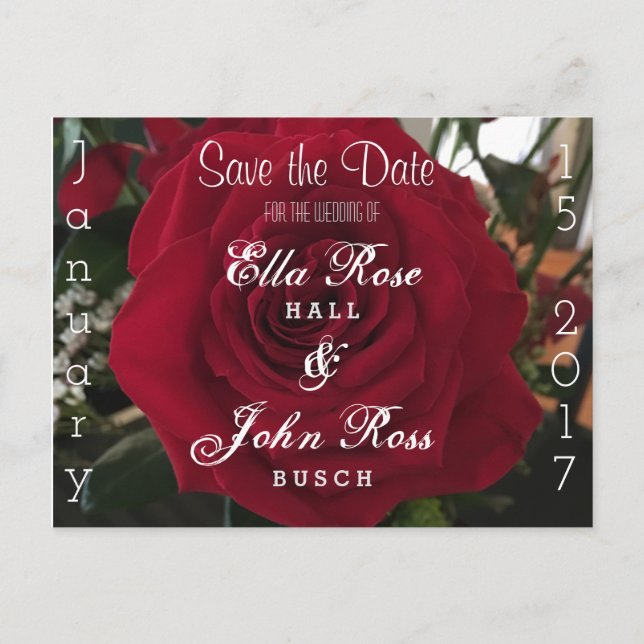 Faire-part Enregistrer la carte postale Rose date (Devant)