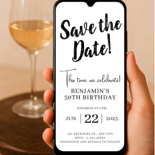 Faire-part Enregistrer La Date 50Anniversaire Téléphone Invit