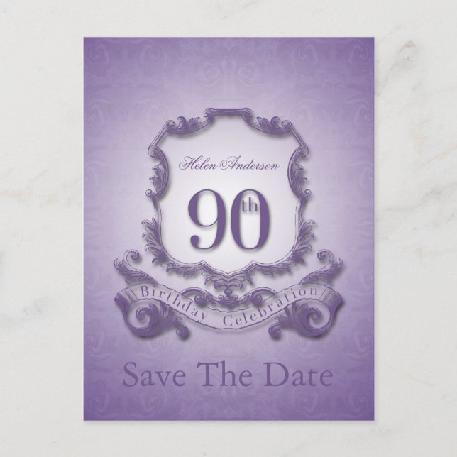 Faire-part Enregistrer la date 90e Anniversaire Carte postale (Devant)