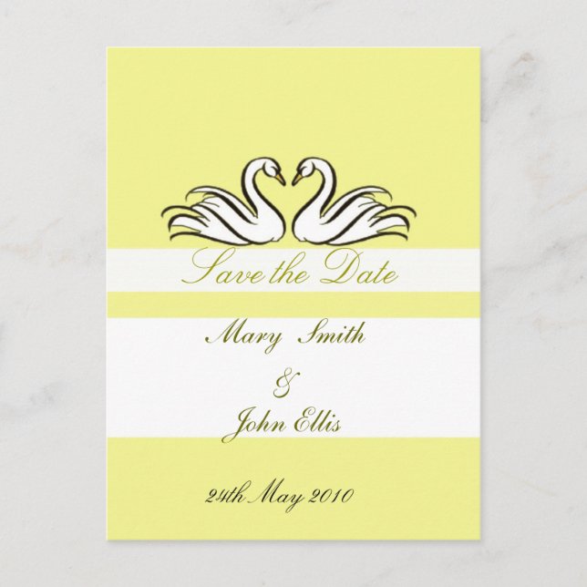 Faire-part Enregistrer la date avec carte postale cygne (Devant)